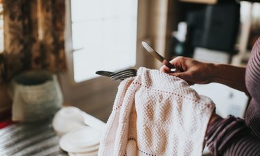 Woman drying silverware