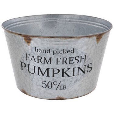 galvanized metal bucket pumpkins