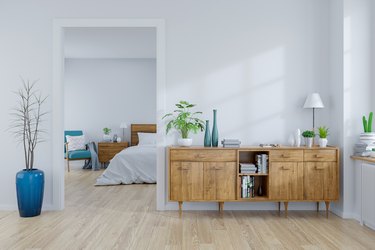 Interior of bedroom and living room