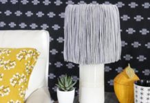 DIY T-Shirt Yarn Fringe Lampshade