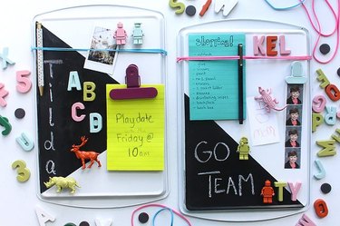 Cookie sheets transformed into memo boards