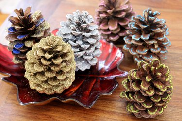 Glittered pinecones
