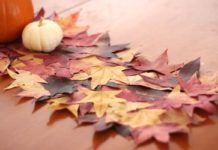 DIY Table Runner Created with Real Fall Leaves