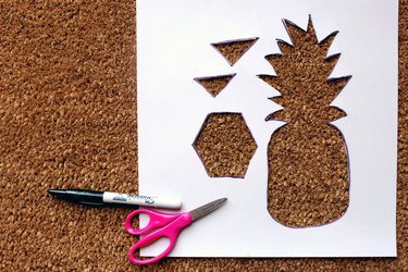 Cut out homemade stencils | DIY How to Make a Cheerful Pineapple Doormat