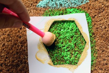 Paint gold on base of pineapples | how to make a pineapple doormat