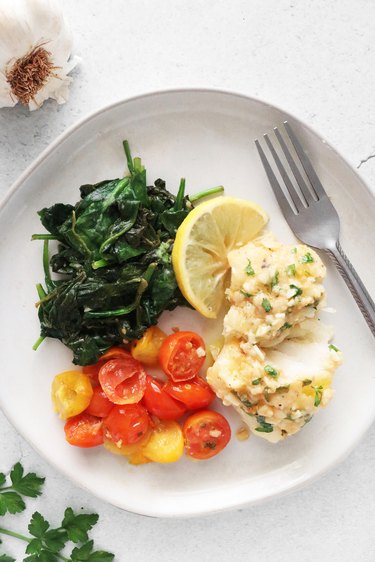 Plated garlic butter cod