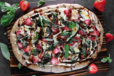 Strawberry balsamic and brie pizza