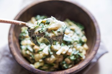 Spoonful of creamed spinach