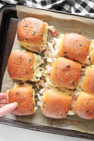 Completed chicken bacon ranch pull-apart sliders