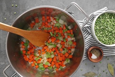 Saute onion, carrots and celery