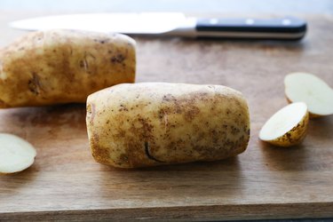 two potatoes with ends cut off