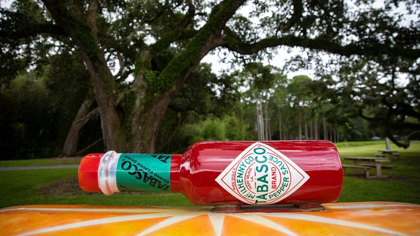 oversized bottle of Tabasco hot sauce, Avery Island
