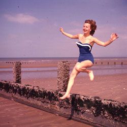 Take a hint from '50s styling if you want to look chic beachside but still be able to clear a breakwater or two.